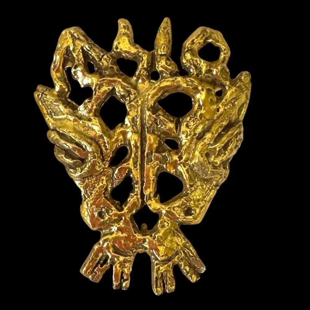 Vintage Judaica Dove Brooch Signed Jacques Lipchitz Brutalist Pendant MCM